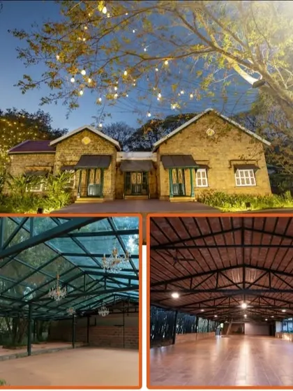 A look at the beautiful stone-clad cottages and versatile event halls at our Mukta venue. The combination of rustic charm and modern amenities makes it a sought-after location for intimate events.