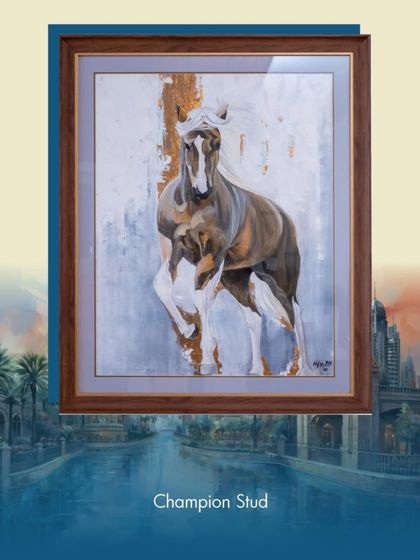 Showcasing 'Champion Stud,' another powerful piece by Nafisa Poonawala, which we promoted for our World Art Dubai exhibition.