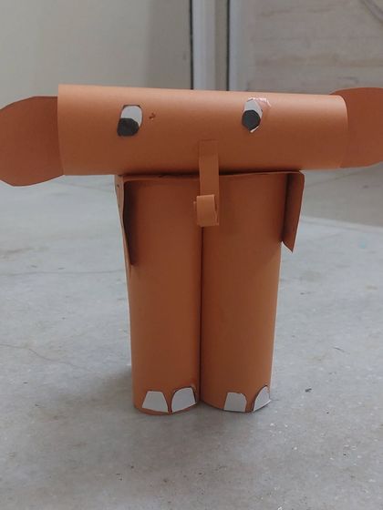 This sturdy elephant was crafted entirely from paper rolls. Our upcycling projects teach kids to see the creative potential in everyday items.