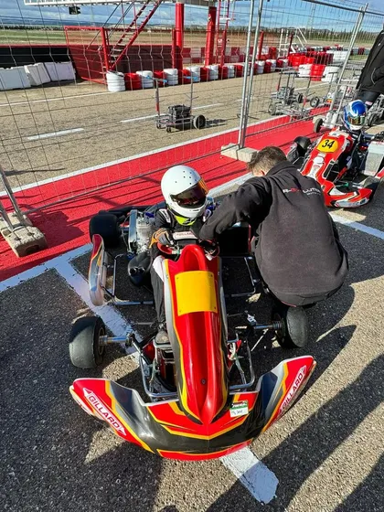 Our driver receiving instructions from his coach at the Circuito Internacional Zuera in Spain.