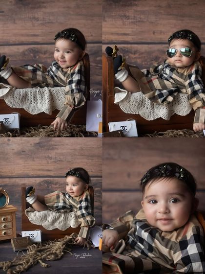A collage from the "major attitude" shoot, showing off all the cute poses and expressions from this little model in the making.