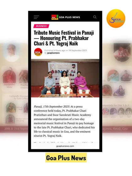Goa Plus News also covered our tribute festival, honoring the lives and contributions of two great musicians.