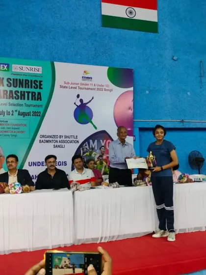 Congratulations to Pranjal for winning the U-13 girls' singles title at the state level tournament in Sangli. We develop talent across all age groups.