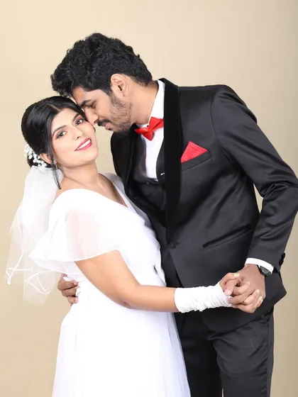 It's never too late to create beautiful memories. This couple did their Christian wedding shoot on their second anniversary, and I created a classic, elegant bridal look for them with soft makeup and a simple, graceful hairstyle.