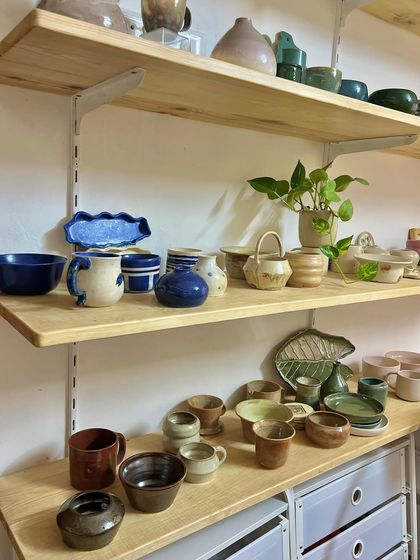 More beautiful student work on display. The variety of forms and glaze finishes showcases the diverse creativity within our studio community.