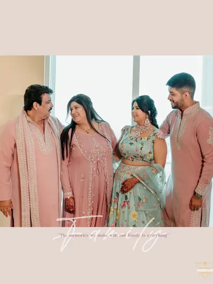 A heartwarming family portrait during the Haldi ceremony, capturing the love and togetherness of the family.