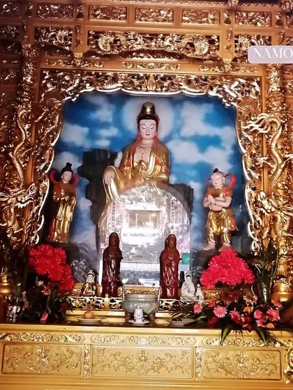 An altar to the deity Namo Damo inside the Songshan Shaolin Temple area. Faith and devotion are intertwined with our physical training.
