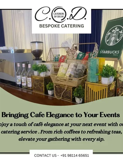 Bring cafe elegance to your event with our premium coffee bar. We set up a complete station featuring a professional espresso machine and a selection of Starbucks coffee and syrups for a gourmet beverage experience.