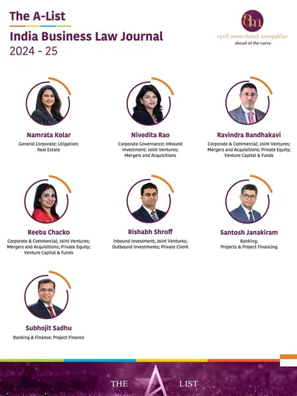The India Business Law Journal’s ‘The A-List’ for 2024-25 features 13 of our partners, recognized for their excellence in areas such as Corporate Governance, Joint Ventures, and M&A.