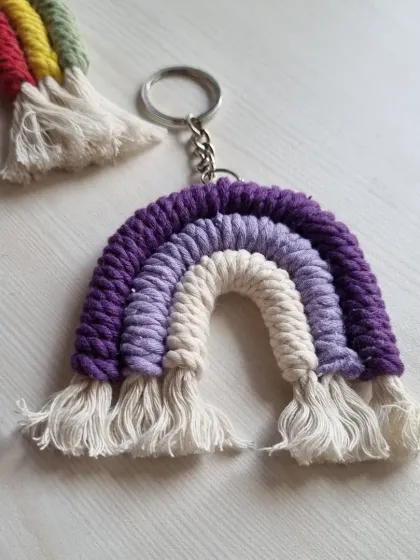 This purple ombre rainbow keychain is one of my favorite color combinations. It's a stylish accessory for any bag or set of keys.
