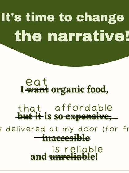 It's time to change the narrative. This graphic shows that organic, affordable, and reliable food is not inaccessible. We deliver it right to your door.