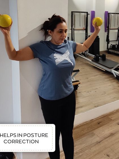 This toning ball exercise against the wall is excellent for posture correction, helping to engage the muscles that support your spine.