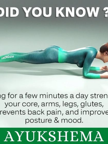 Did you know? Planking for just a few minutes a day strengthens your core, arms, and legs, and can improve your posture and mood.