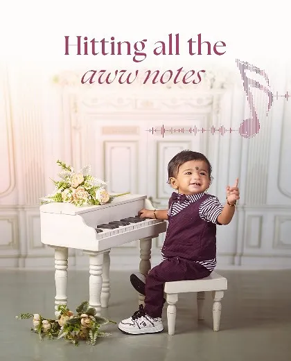 Hitting all the 'aww' notes. The little maestro theme, featuring a miniature piano, is a charming way to capture your child's budding personality.