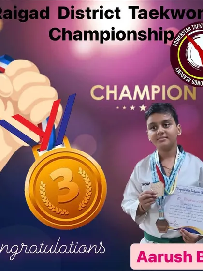 Aarush B. with his bronze medal from the district championship. Every medal represents a story of hard work.