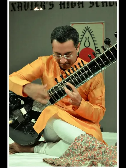 Playing with concentration during the educational concert.