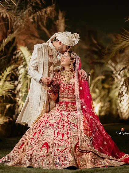 A timeless portrait of Srishti and Dhruv, filled with love and affection. We focus on creating classic, beautiful images that you will cherish for a lifetime, capturing the essence of your relationship on your wedding day.