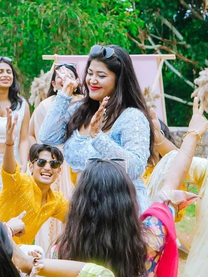 The bride tribe leading the charge on the dance floor. I always work with the wedding party to incorporate their favorite songs and create special moments.