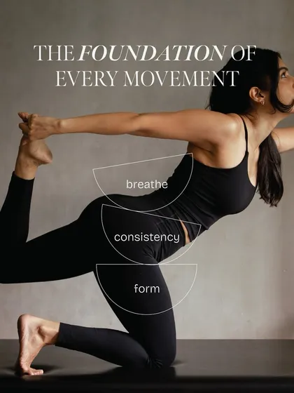 These are the three pillars of my teaching method. I guide you to focus first on your breath, then on building consistency in your practice, and always on maintaining proper form to ensure you move safely and effectively.