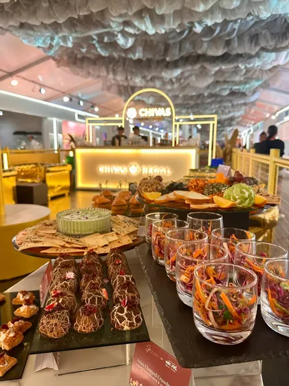 Our food spread at the Chivas Regal bar during the Ajio Luxe Weekend, offering gourmet bites to complement the fine spirits.