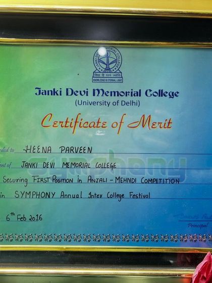 Another first prize certificate from Janki Devi Memorial College, this one from 2016. Consistency and hard work always pay off.
