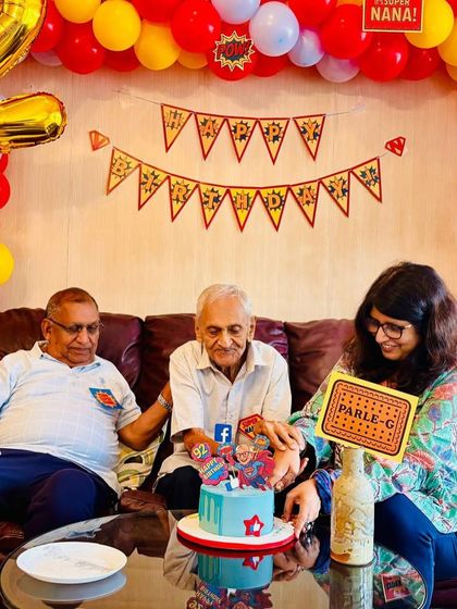 This series tells a beautiful story of a repeat client. I first made a 90th birthday cake for this "Super Nana," and two years later, I crafted a new superhero-themed cake for his 92nd.