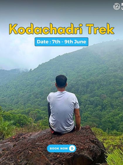 A solo trekker finds a quiet spot to soak in the serene, green landscapes of the Kodachadri trek.