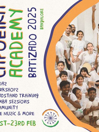 The official announcement for our Capoeira Academy Batizado 2025 in Bangalore. This multi-day event will feature workshops, training, rodas, and community celebrations.