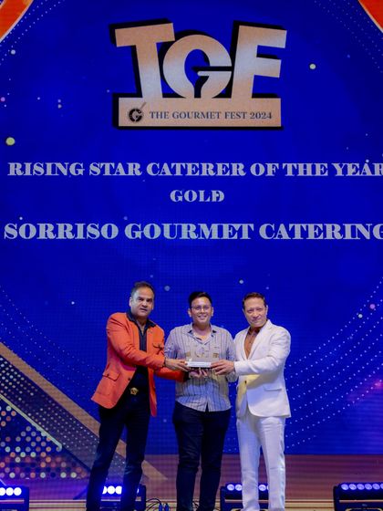 A proud moment, accepting the Gold Award for 'Rising Star Caterer of the Year' at The Gourmet Fest 2024.