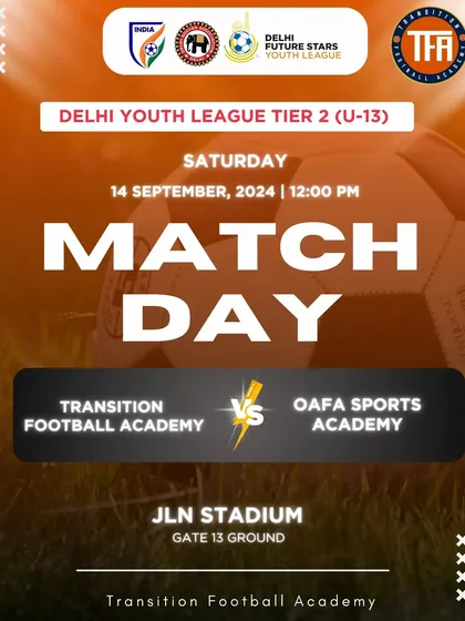 Our U-13 team's match day announcement for their game at the JLN Stadium.
