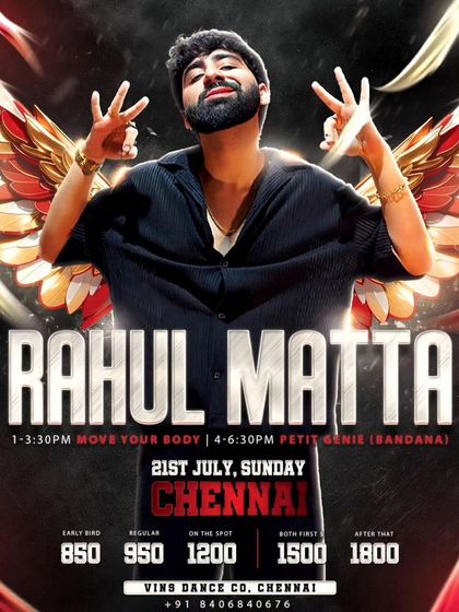 Rahul Matta is coming to Chennai. Get ready for his high-energy 'Move Your Body' and 'Petit Genie' workshops.