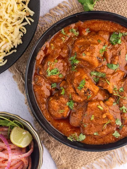 A rich and creamy Butter Chicken we shot for Lunchbox. The dark, moody lighting makes the colors of the curry pop, giving it a premium look.