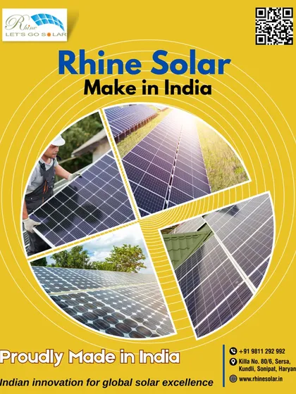 Rhine Solar, Make in India. This collage showcases my commitment to Indian innovation for global solar excellence. Join me in supporting local manufacturing for a sustainable future.
