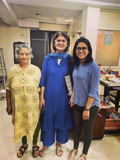 Three generations of art lovers! A photo with my mom (and co-founder) and grandmother at the studio.