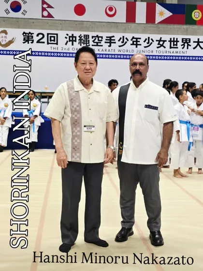 With my teacher, Hanshi Minoru Nakazato, in Okinawa. It is this direct lineage and personal training with the grandmasters that guarantees the authenticity of every technique we teach at our school.