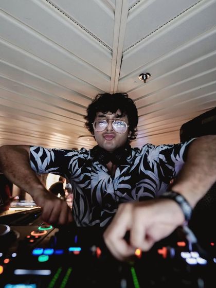 Never making a normal face behind the decks. This is me in my element, completely lost in the music and having fun.