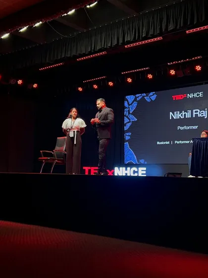 Being invited to perform on the prestigious TEDx stage was a fantastic experience. I believe in the power of ideas and illusions to inspire, and it was a pleasure to interact with such a curious and engaging audience at TEDxNHCE.