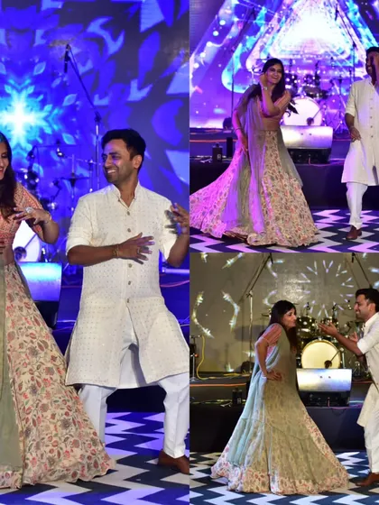 A fun "Dance Pe Chance" moment for the happy couple. We believe wedding dances should be full of joy, laughter, and a little bit of playful teasing.