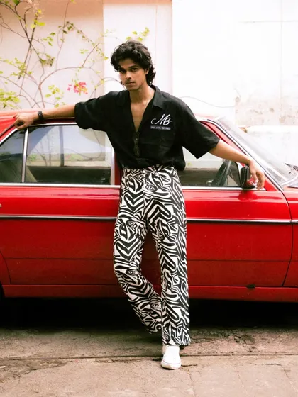 This series features a male model with a vintage Mercedes, shot in both color and black and white. It showcases a cool, retro vibe perfect for a fashion editorial or model portfolio.