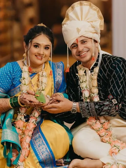 A happy couple during their Maharashtrian wedding ceremony. It's a privilege to be a part of such special moments.
