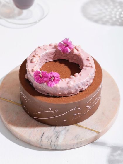 Another look at our Belgian Chocolate and Raspberry Entremet, a perfect centrepiece for any elegant gathering.