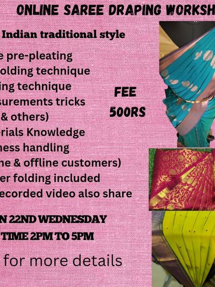 This flyer for a January workshop shows the comprehensive syllabus, including business handling and hanger folding.