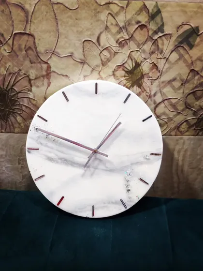 Another look at this custom 12 inch clock, perfect for adding a touch of handmade charm to your home.