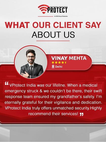 "VProtect India was our lifeline." When a medical emergency struck his grandfather, Vinay Mehta was not at home. He shares how our swift response team ensured his grandfather's safety, highlighting our dedication to protecting your loved ones.