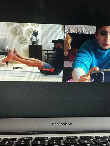 This is what my online yoga classes look like. I guide students through their practice over Zoom, providing real time feedback and adjustments just like an in person class.