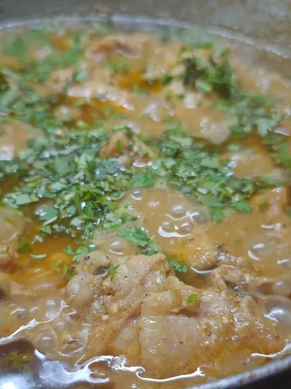 My Karhai Chicken, a dish inspired by a royal Hyderabadi recipe book. The rich, bubbling gravy and tender chicken make me want to visit Hyderabad as soon as possible.