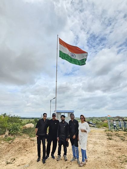 Posing proudly with the Indian flag after our patriotic performance at Utopiaa on Independence Day.