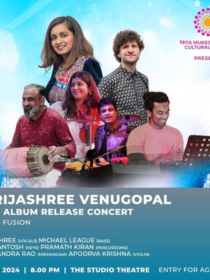 The poster for the Mumbai leg of the 'Vari' album release tour, presented by the Nita Mukesh Ambani Cultural Centre. It was a thrill to bring my music to this prestigious venue.