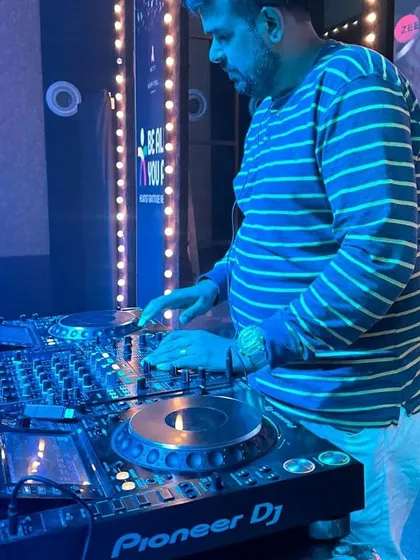 Playing a set at a private party in Bandra BKC. I tailor my music to fit the specific vibe of each corporate or private client.