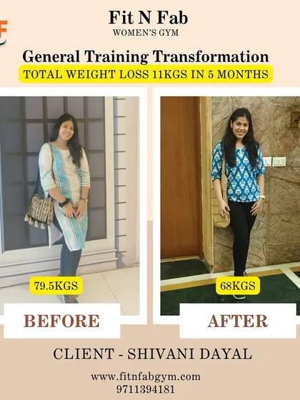This is what consistent effort and general training can do. My client Shivani lost 11 kgs in 5 months, going from 79.5 kgs to 68 kgs. It's not a quick fix, it's a lifestyle change that brings lasting results.